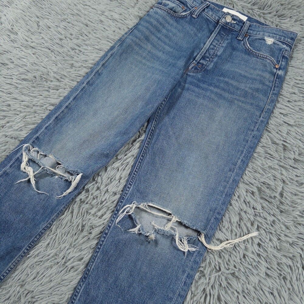 Mother Superior Jeans 27 ( 28x25) Blue The Tomcat Straight Leg Button Fly Womens